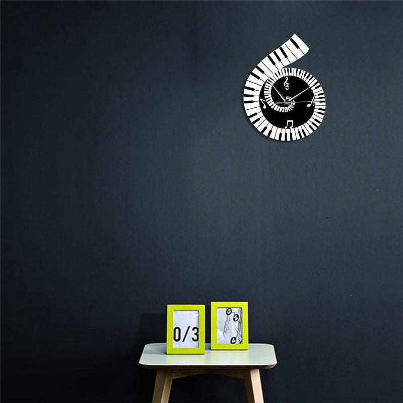Musical Notes Wall Clock - Treble Clef and Piano Keyboard Design - NYCD LIFESTYLE