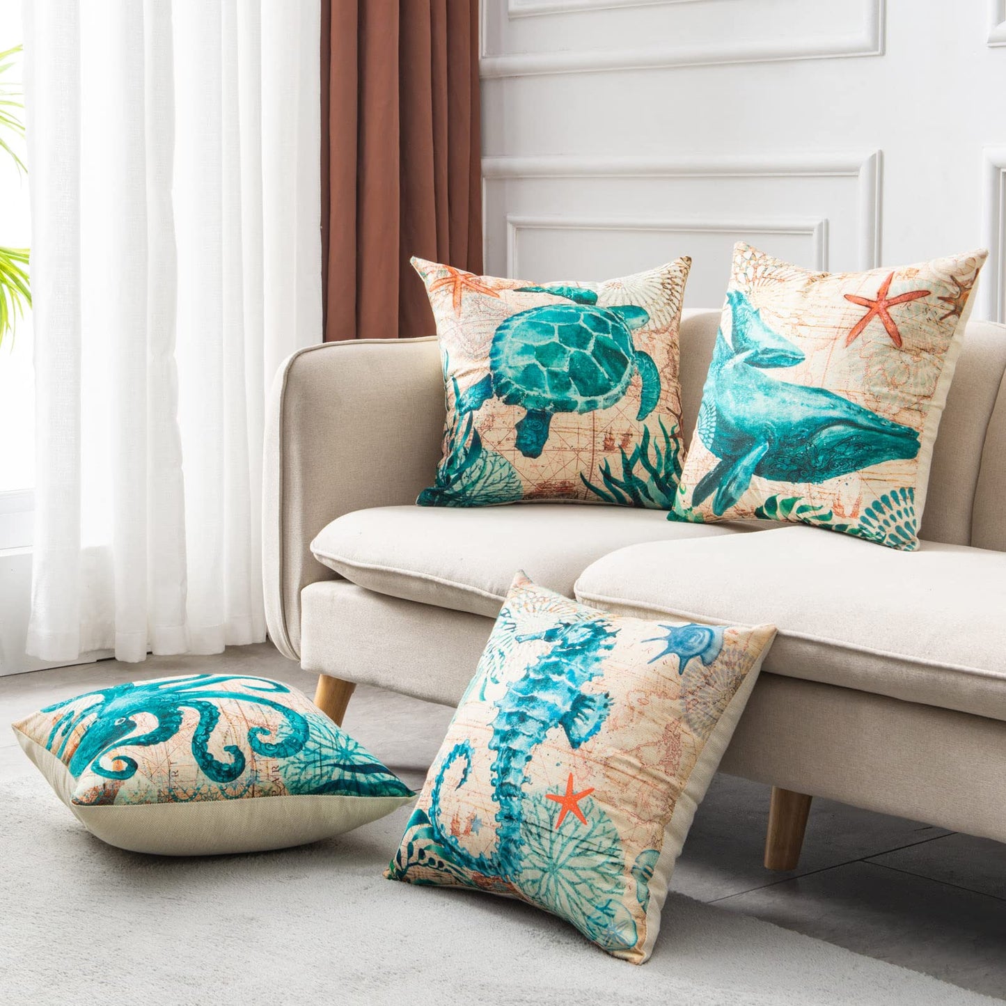 Sea Turtle Printed Cushion Covers - Throw Pillow Cases - NYCD LIFESTYLE