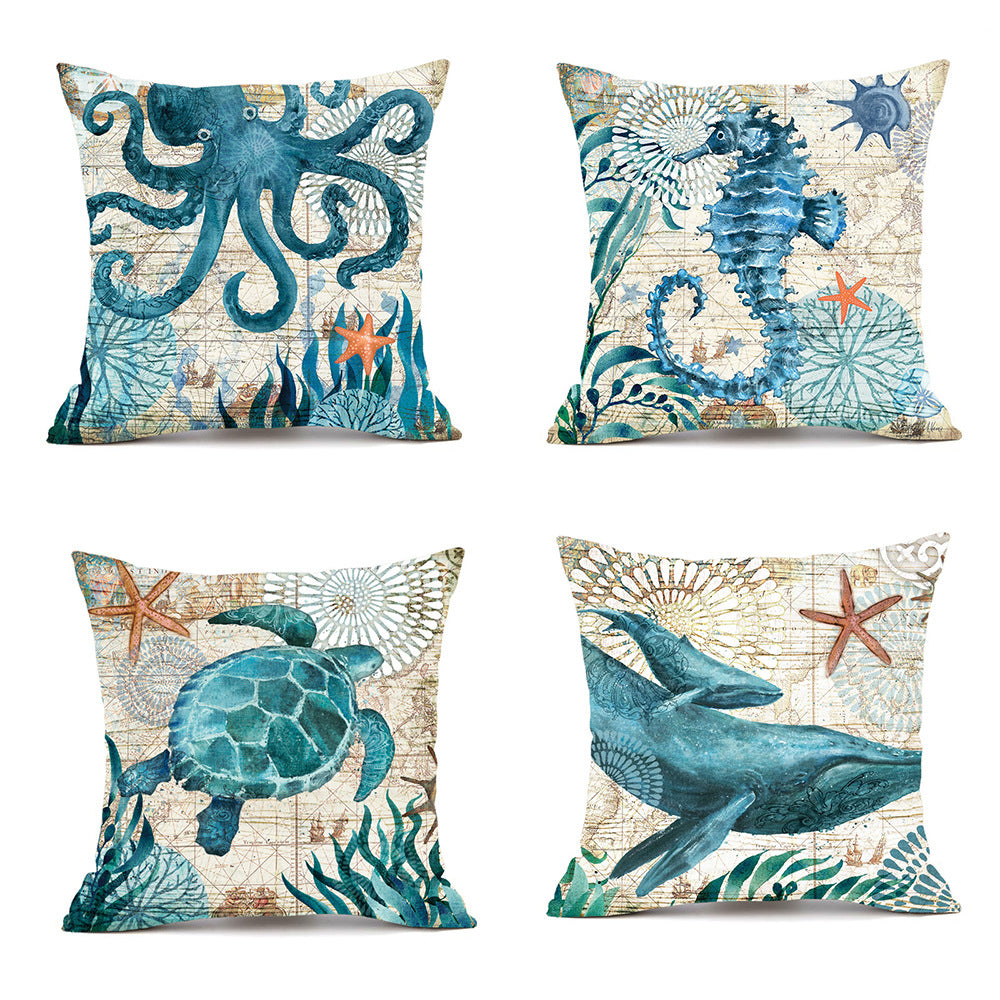 Sea Turtle Printed Cushion Covers - Throw Pillow Cases - NYCD LIFESTYLE