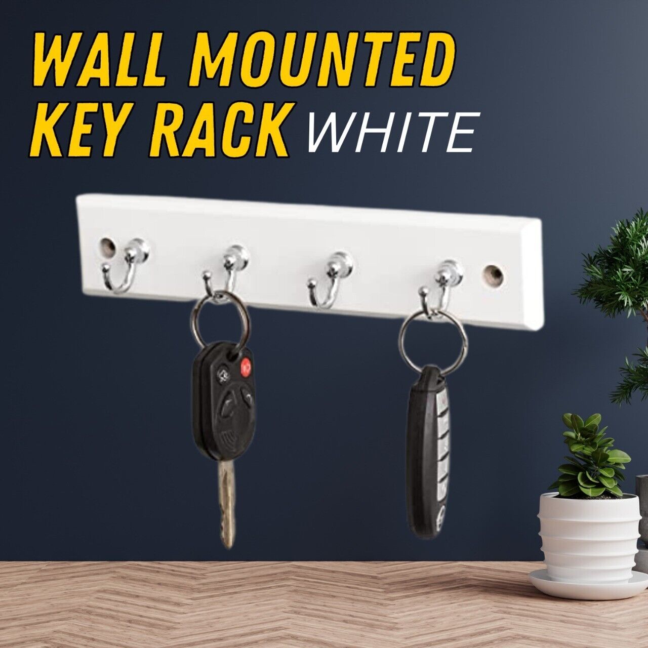 Wall Mount Key Rack Hanger Holder - 4 Hook Chain Storage Keys Organizer - NYCD LIFESTYLE