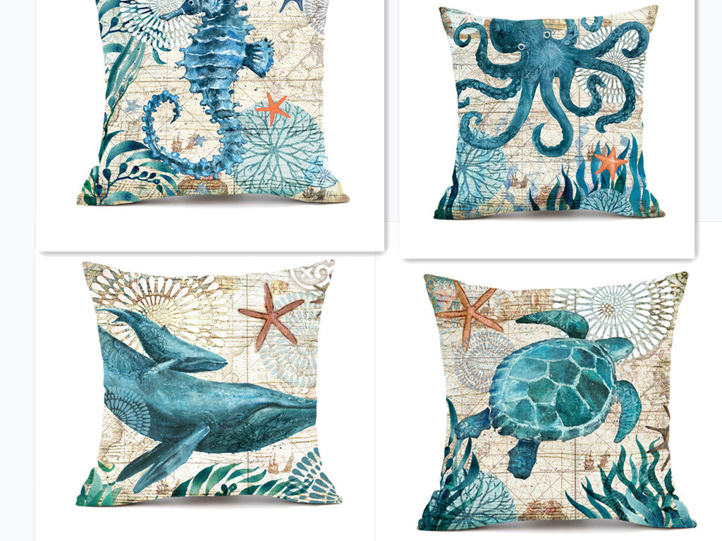 Sea Turtle Printed Cushion Covers - Throw Pillow Cases - NYCD LIFESTYLE