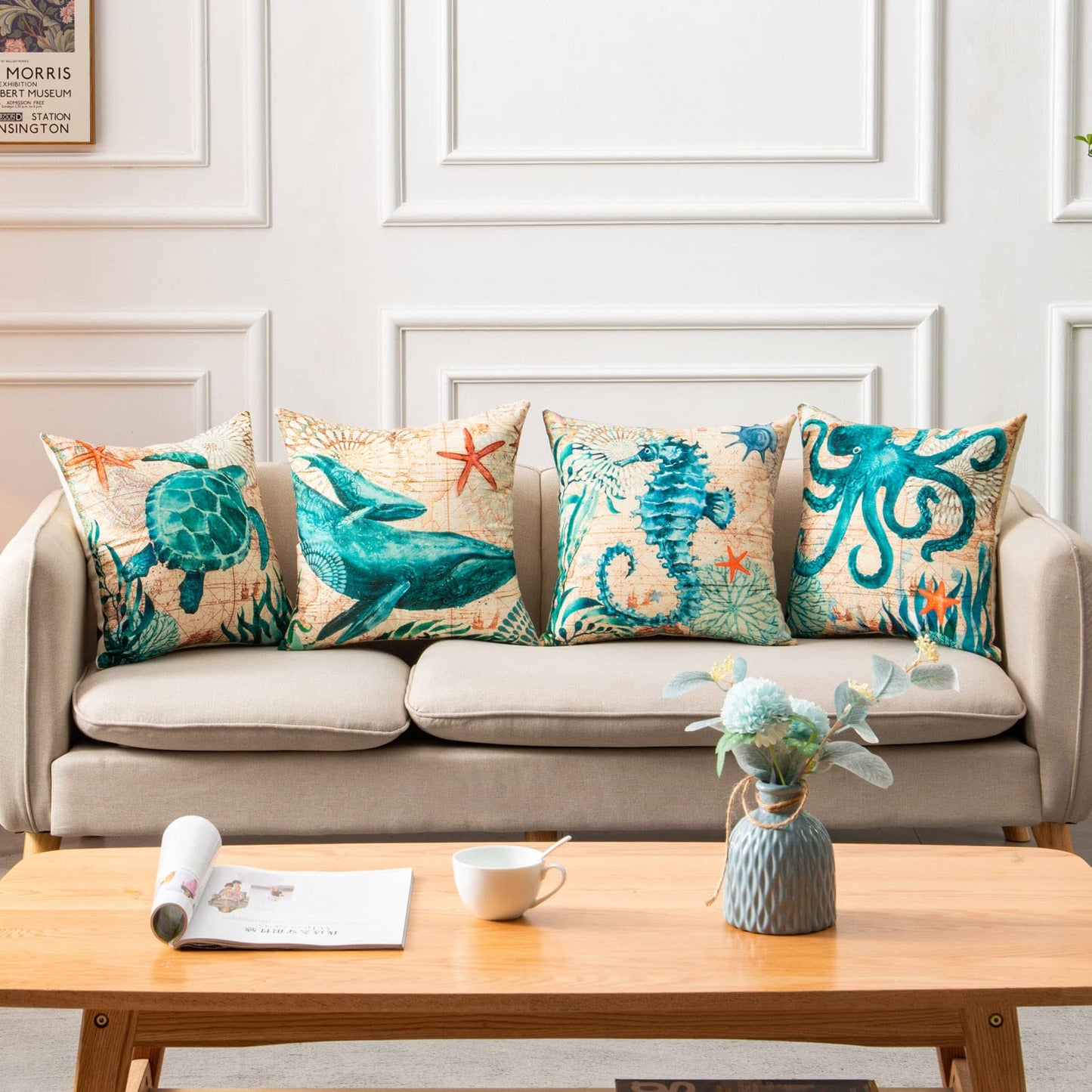 Sea Turtle Printed Cushion Covers - Throw Pillow Cases - NYCD LIFESTYLE