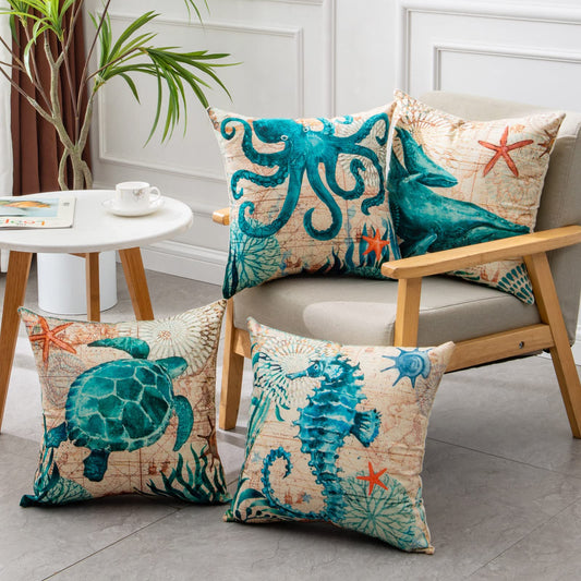 Sea Turtle Printed Cushion Covers - Throw Pillow Cases - NYCD LIFESTYLE