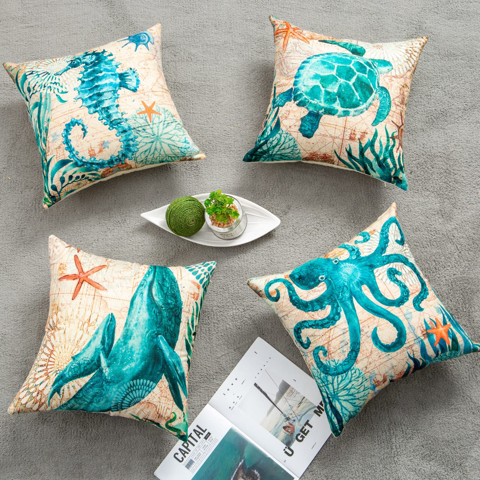 Sea Turtle Printed Cushion Covers - Throw Pillow Cases - NYCD LIFESTYLE